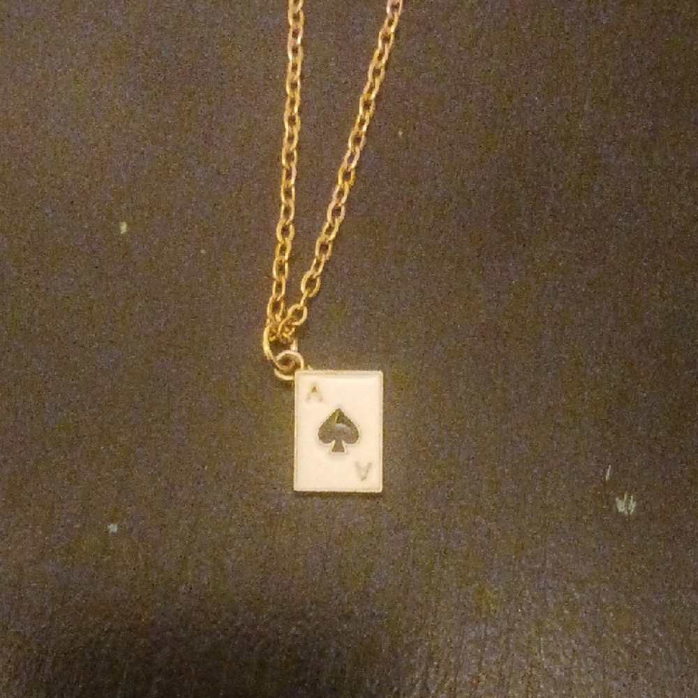 Gold Plated Ace of Spades Pendant Necklace for Women's